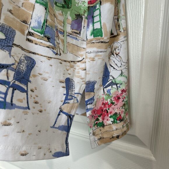 Alfred Dunner Plus Size 3X White Cafe Scenic T-Shirt Short Sleeve Rhinestone - Picture 3 of 10